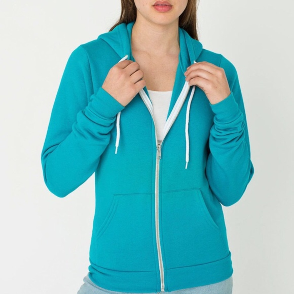 Mermaid Green American Apparel Zip Up Hoodie Sz S